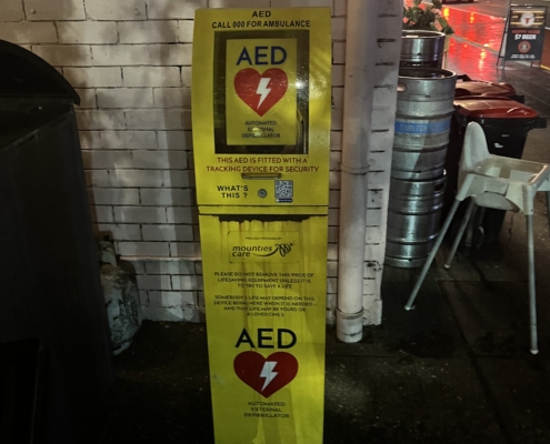 AED at the bus stop Narrabeen terminus